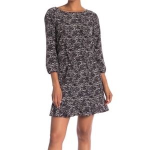 Joie Aryn B Ruffle Hem Black and White Print Dress Sz M